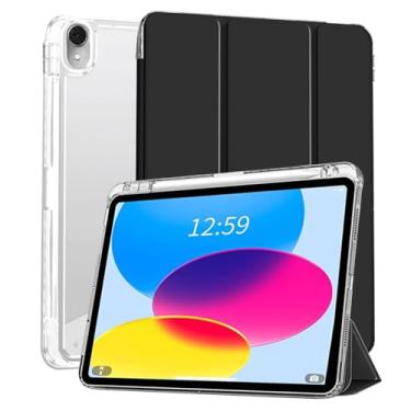 Imagem de SFFINE Capa para iPad (A16) 11ª geração 11 polegadas 2025/iPad 10ª geração 11 polegadas 2022, capa magnética inteligente com suporte para lápis, parte traseira transparente transparente, despertar