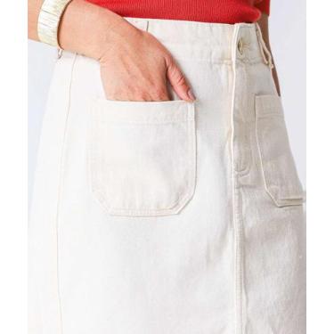 Imagem de Saia Midi Sarja Feminina Fenda Marisa Off White-96016, Off white, 36