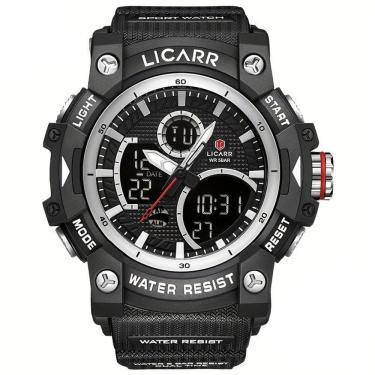 Imagem de Relógio Desportivo Digital Masculino Duplo Display A Prova De água 5atm Estilo Casual Prateado Preto A