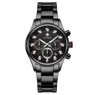 Imagem de Relógio Masculino De Quartzo Em Aço Inoxidável Luminoso Impermeavel Preto