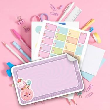 Imagem de Kit Etiquetas Escolares Infantis 01 Tema Doces Etiquetas Adesivas para Identificação de Material Escolar