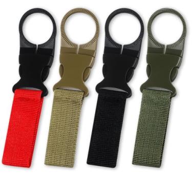 Imagem de Tweruna Clipe de fivela de garrafa de pendurar 4 peças, clipe de cinto portátil para garrafa de água, fita de nylon, anel de clipes de garrafa de água mineral portátil para acampamento ao ar livre