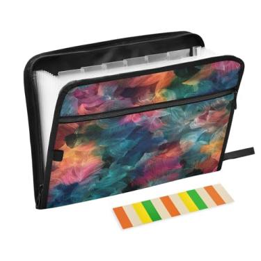 Imagem de CEBUGI Pasta expansível com 13 bolsos, organizador de arquivos sanfonado à prova d'água com etiquetas tamanho A4, organizador de documentos de papel para escola, material de escritório, fundo abstrato