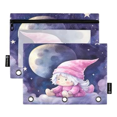 Imagem de Wassud Pacote com 2 pastas de fichário Moonlit Baby com 3 furos, pasta organizadora de arquivos para casa, escritório