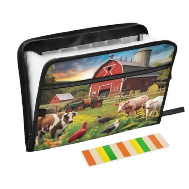 Imagem de Wassud Farmyard Organizador de arquivos sanfonado com 13 bolsos, pastas expansíveis com abas e adesivos, organizador de pastas de documentos de recibo de papel tamanho carta A4 para viagens de