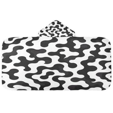 Imagem de Burbuja Toalha de banho com capuz de camuflagem curvada para crianças, toalha de praia de pelúcia macia absorvente para meninas e meninos 3-10 anos, 61 x 127 cm