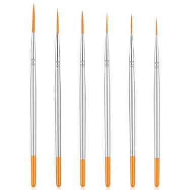 Imagem de Wanmu 6 pincéis de delineador de texto, altamente flexível, pincel de ponta fina altamente flexível, pincel de pintura com detalhes extralongos em miniatura para giz de giz de acrílico para unhas de