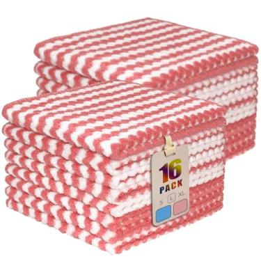 Imagem de AIWIWH Toalhas de prato, panos de limpeza de microfibra de veludo coral, super absorventes e de secagem rápida, panos de prato reutilizáveis sem fiapos para cozinha, lavar pratos (16, rosa grande)