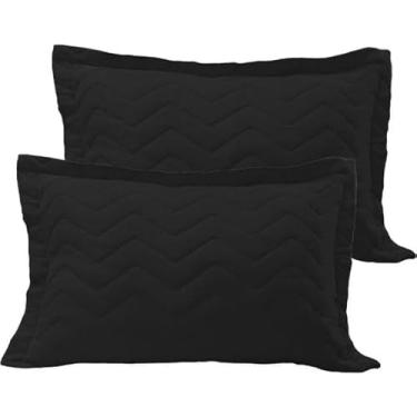 Imagem de Kit 2 Travesseiros Antialérgico - Tecido Algodão 50x70cm 16cm de Altura - Sono Tranquilo e Aconchegante (Kit 2 Travesseiros - Preto)