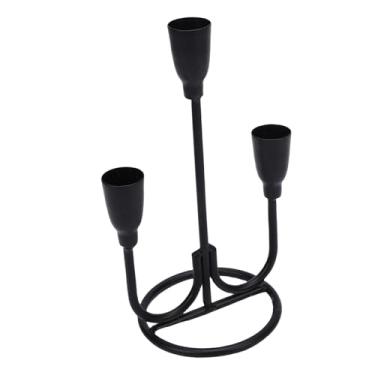 Imagem de Eujgoov Castiçais de Ferro, Suporte de Vela de Metal Vintage Com Três Cabeças para Lareira, Jantar, Decoração de Casa, Peça Central Resistente de 9x13x19cm (Preto)