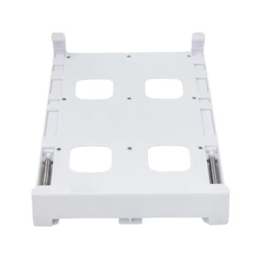 Imagem de Organizador de Latas para Geladeira, Plástico ABS Branco, Ajustável 28-40cm, Suporte para 8 Latas, Prateleira Extensível com Molas