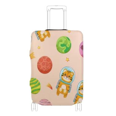 Imagem de Joisal Capa de terno capa de mala fofa protetor de bagagem bonito desenho animado tigres astronauta presentes de viagem manga de bagagem, P, serve para capa de 45 a 50 cm, Cute Cartoon Tigers
