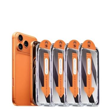 Imagem de Pacote com 4 + 4 protetores de tela para iPhone 17 Pro com protetor de lente de câmera cobertura total, película de vidro temperado anti-espião, dureza 9H, fácil instalação, sem bolhas [6,3 polegadas]