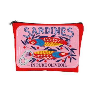 Imagem de Bolsa de maquiagem unissex de linho leve e durável  Design de azeite d