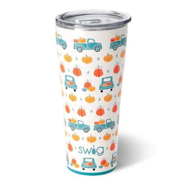 Imagem de Swig Life Copo isolado de 946 ml, copo de café de viagem com tampa, suporte de copo para viagem, garrafa térmica de aço inoxidável, copo de 946 ml, caneca de café isolada reutilizável com tampa