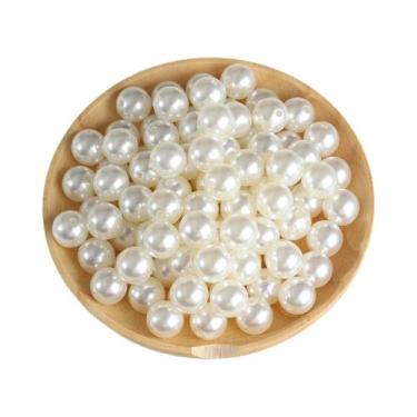 Imagem de Pulseira De Pérola Imitada ABS Branca Bege 3-20mm 10-1000pcs Com Furo 