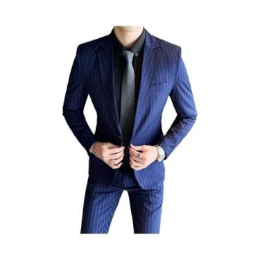 Imagem de Conjunto De Terno Slim Fit Masculino Em Duas Peças Com Listras, Calças