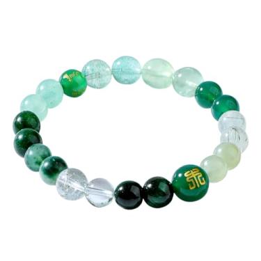 Imagem de Moslovstar Pulseira de equilíbrio de cinco elementos Feng Shui pulseiras de cristal energético olho de tigre verde joias presentes para mulheres boa sorte e harmonia, 8mm, Pedra, Quartzo