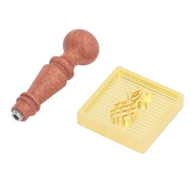 Imagem de Acouto Gelo de Uísque de Latão Elegante Com Alça de Madeira - Carimbo de Marca de Gelo Com Padrão de Frutas para Coquetéis e Sucos