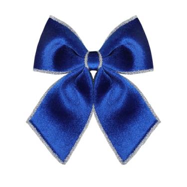 Imagem de Laços de veludo azul para guirlanda, 24,4 cm × 31,5 cm, enfeite de árvore de Natal, pequeno laço decorativo para decoração de festa de Natal de porta de casa