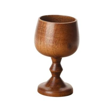 Imagem de PRETYZOOM Taça de vinho de madeira decorativa com haste alta, capacidade de 350 ml, para festas e feriados, copo de bebida elegante para vinho e coquetéis