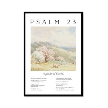 Imagem de Coleção de Salmos das Escrituras Monet Van Gogh Famosa Pintura em Aquarela Impressão Verso da Bíblia Pôster em Tela Decoração de Parede de Casa Cristã (SKU3,12 x 40,6 cm = (30 x 40 cm), Moldura de