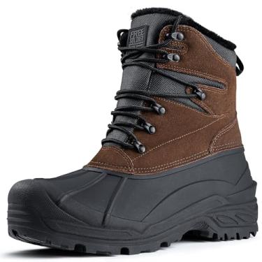 Imagem de FREE SOLDIER Botas de neve masculinas com forro de lã quente inverno botas isoladas impermeáveis (marrom, 39)