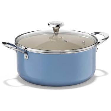 Imagem de Redchef Panela de cerâmica, panela de indução com tampa de vidro para sopa, panela de sopa antiaderente de 5 litros, aquecimento uniforme, alças frias, serve para todos os fogões, pode ir ao forno