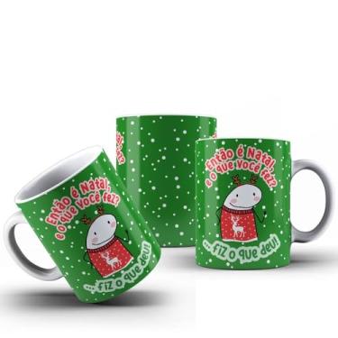 Imagem de Caneca Natal Frases Divertida Xícara Porcelana 325ml (FIZ O QUE DEU)
