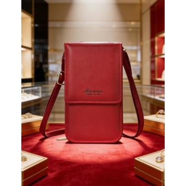 Imagem de Bolsa tiracolo feminina de couro vermelho