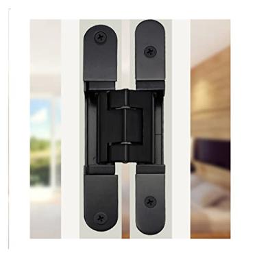 Imagem de Dobradiças de porta ocultas resistentes 2 peças moldura de porta de madeira estreita liga de zinco 3D ajustável níquel escovado dobradiça de porta escondida (cor: preto)