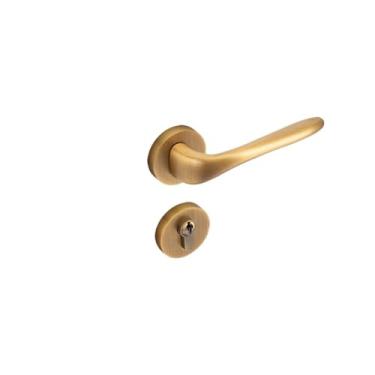 Imagem de Fechadura de porta de casa de madeira maciça francesa de cobre puro para quarto fechadura magnética para porta interna (latão)