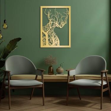 Imagem de Arte de parede de metal árvore da vida - árvore rosto feminino arte de parede de metal, decoração de parede de metal, arte de parede de árvore feminina, arte de metal árvore e rosto para sala de estar