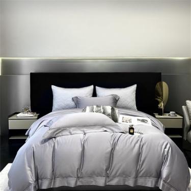 Imagem de Jogo de cama bordado em algodão liso, com capa de edredom, lençol de baixo, fronhas, cor 3, tamanho Queen (200x230cm), 4 peças.