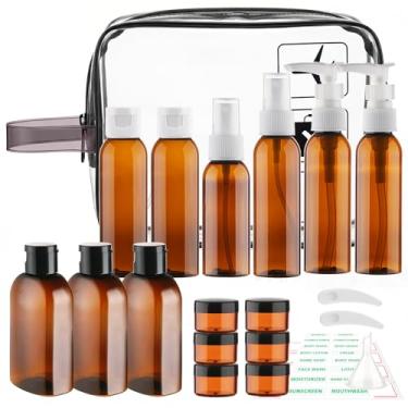 Imagem de Cosywell Garrafas tamanho viagem para artigos de higiene pessoal, pacote com 20 frascos de higiene pessoal aprovados pela TSA, kit de viagem à prova de vazamento para mulheres e homens, bolsa de
