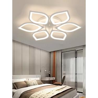 Imagem de Luminária de teto LED moderna e elegante em formato de pétala, com controle remoto e função de dimerização. Ideal para quartos, cozinhas, salas de jantar e salas de estar (60 cm).