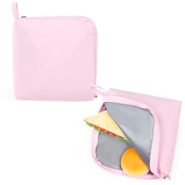 Imagem de Moyad Sacos de lanche reutilizáveis para sanduíche, 2 pacotes de lancheiras com zíper, seguro para lava-louças e sem BPA, armazenamento compacto de alimentos para trabalho, viagens, piquenique, rosa