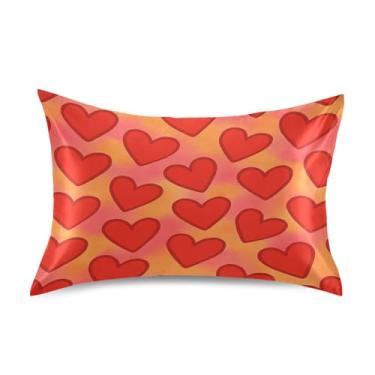 Imagem de ATTX Fronha de cetim Love Heart Dia dos Namorados com fecho de envelope, macia e refrescante para cabelo e pele, tamanho padrão 20 x 26 polegadas (22)