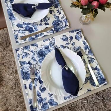 Imagem de Jogo Americano 6 Peças Mesa Posta Café da Manhã Jantar Guardanapo Porta-Guardanapo Elegante (JA010)