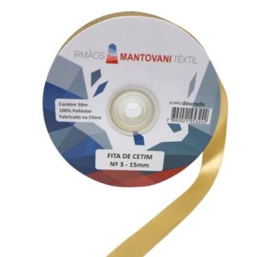 Imagem de Fita De Cetim 15mm N 03 Com 50 Metros Cor:Dourado - Irmãos Mantovani, 