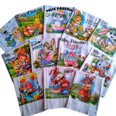 Imagem de Pano De Prato Pascoa C/ Glitter 0,45 X 0,71Cm 6Und Branco