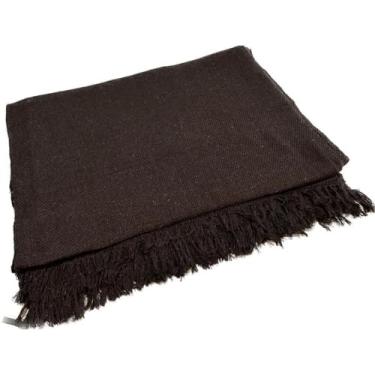 Imagem de Manta Para Sofá Super King Luxo 300x180cm 100% Algodão Tipo Capa Decorativa com Franjas Artesanal(Marrom Escuro)