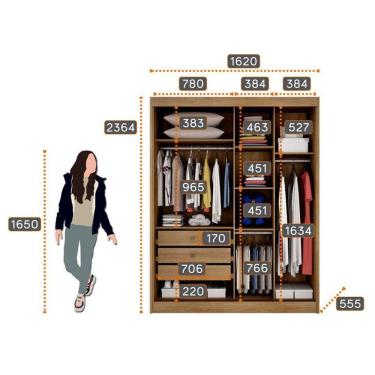 Imagem de Guarda Roupa Solteiro Dante Com Espelho E Gaveteiro Milão Com Chave Cumaru 25 Fendi - Novo Horizonte