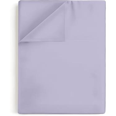 Imagem de Lençol de cima King - 100% algodão egípcio, trama de cetim 600 fios - ultramacio, respirável e refrescante - somente lençol de cima de qualidade de hotel premium - (lavanda, King)