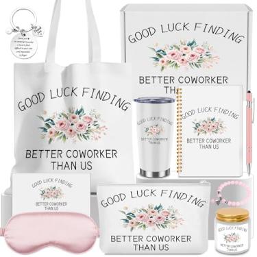 Imagem de 11 peças presentes de despedida de colega de trabalho rosa novo presente de começo inclui tumbler caderno caneta pulseira aromaterapia bolsa de maquiagem máscara para olhos para colega de trabalho