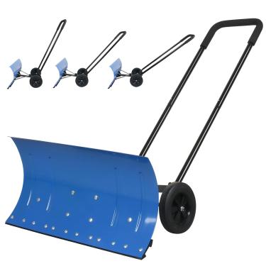 Imagem de WYDHven Empurrador de pá de neve, empurrador de neve de metal de 74 cm com rodas para garagem, ângulo ajustável e altura pá para calçadas ou estacionamentos
