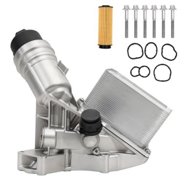 Imagem de 11428583895 Conjunto de caixa de filtro de óleo de motor de alumínio com refrigerador de óleo e filtro compatível com BMW 340i 440i 540d 540i 640i 740i M240i X3 X4 3.0L 2016-2021 Substituir