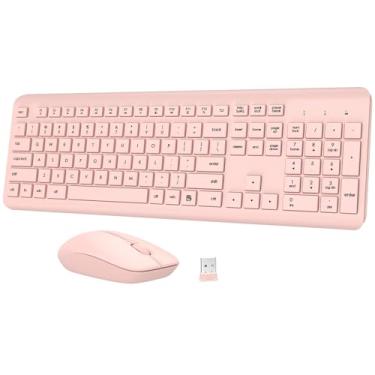 Imagem de Combo de teclado e mouse sem fio, teclado ergonômico silencioso de tamanho completo e mouse óptico, bateria de longa duração, teclado sem fio sem atraso de 2,4 GHz para computador, Mac, laptop, PC
