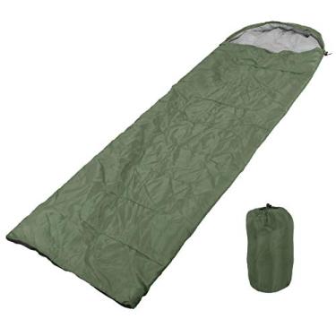 Imagem de Saco de dormir envelope adulto ao ar livre com capuz à prova d'água leve e confortável para acampamento, caminhada, mochila, viagem, nylon, algodão oco, 180 cm, 75 cm, 30 cm (DO Verde)