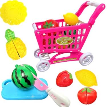 Imagem de Brinquedo infantil carrinho de compras comidinhas crec crec